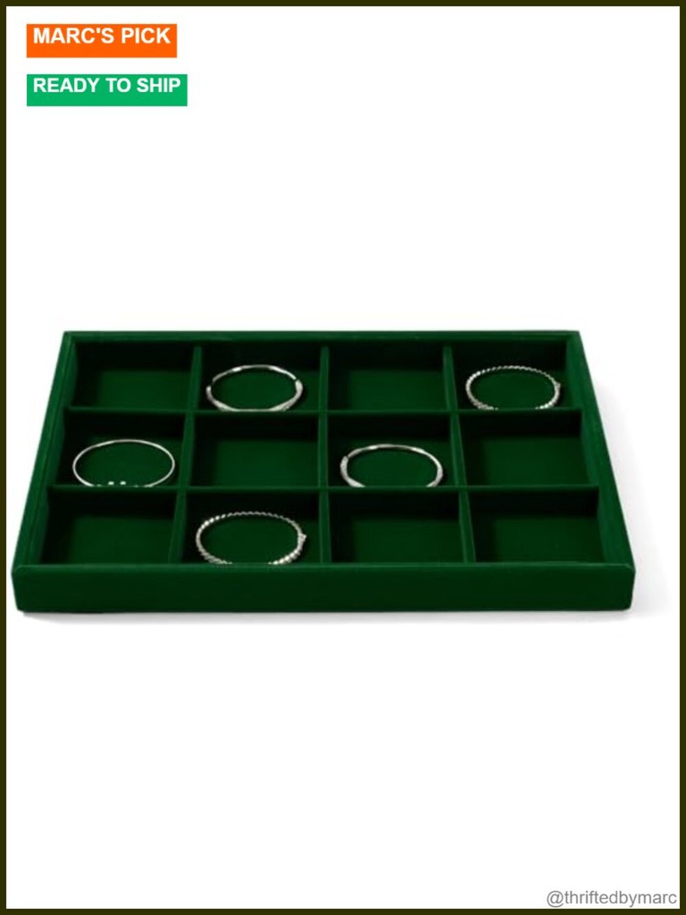 12-Slot Velvet Jewelry Tray Bracelet Bangle Organizer Drawer Insert